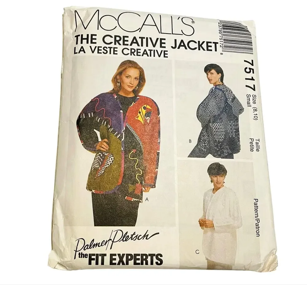McCalls 7517 Vintage 1995 The Creative Jacket Size (8,10) Palmer/Pletsch FF OOP